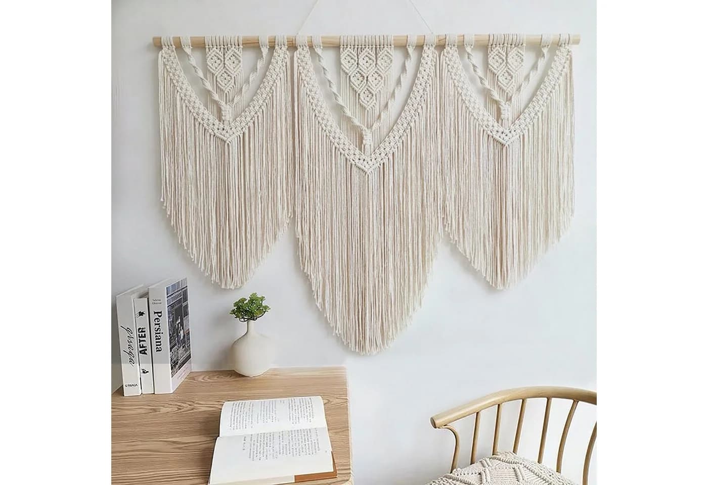 Agger Makramee-Wandbehang Groß Beige Boho Wanddeko - Bild 3