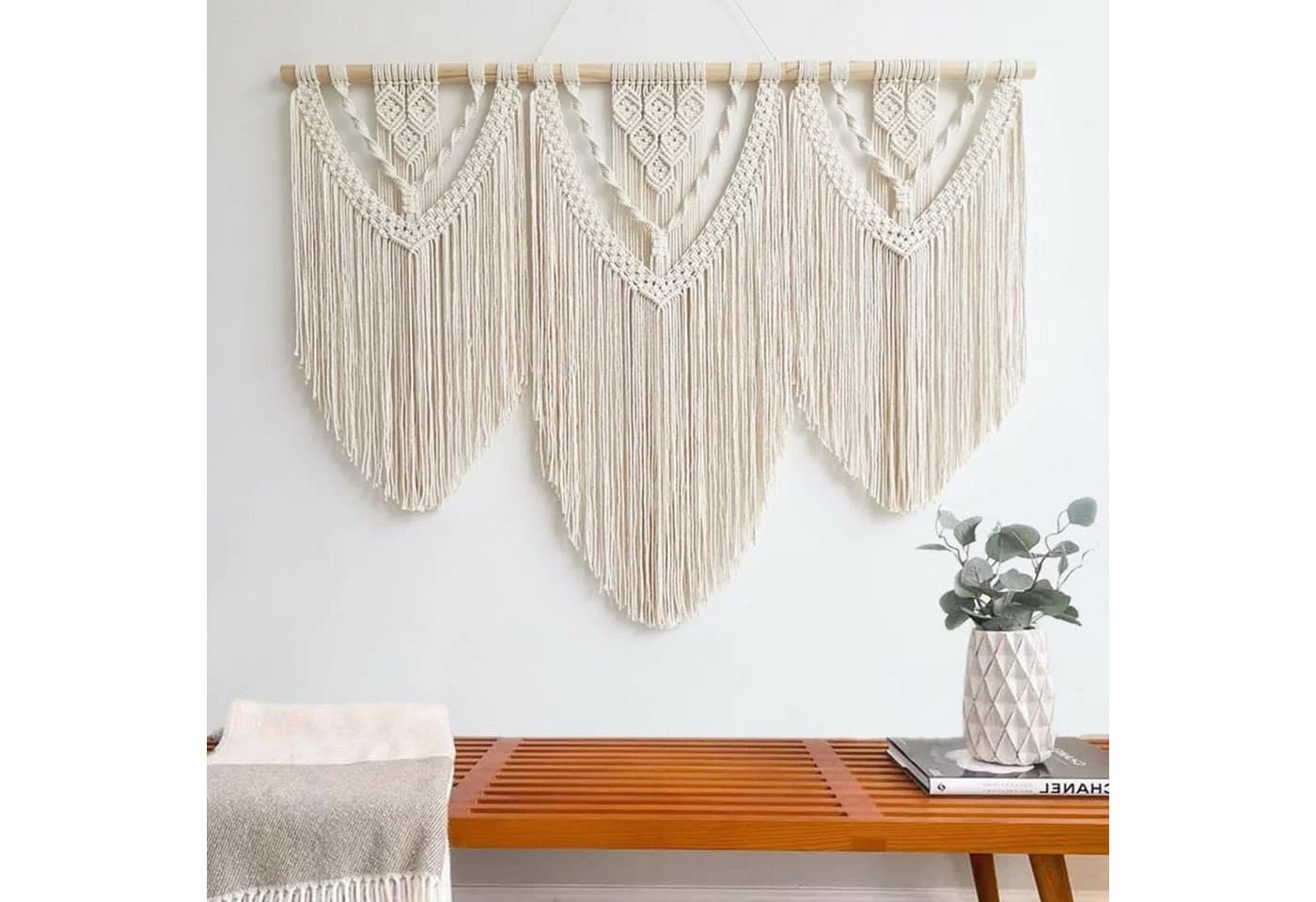 Agger Makramee-Wandbehang Groß Beige Boho Wanddeko - Bild 5