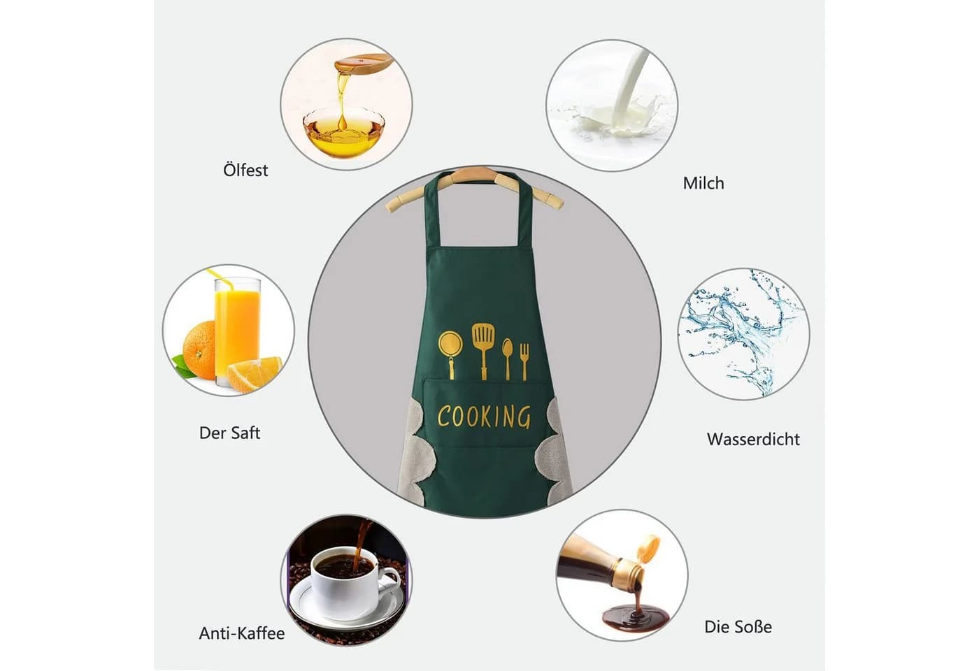 Agger Kochschürze Grün Wasserdicht mit 2 Taschen & Abschwitztücher - Bild 3