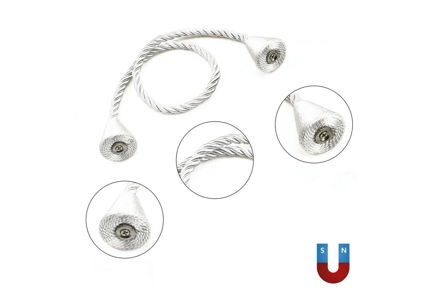 Agger Magnetische Vorhang Raffhalter 2 Stück Weiß Modern - Bild 3