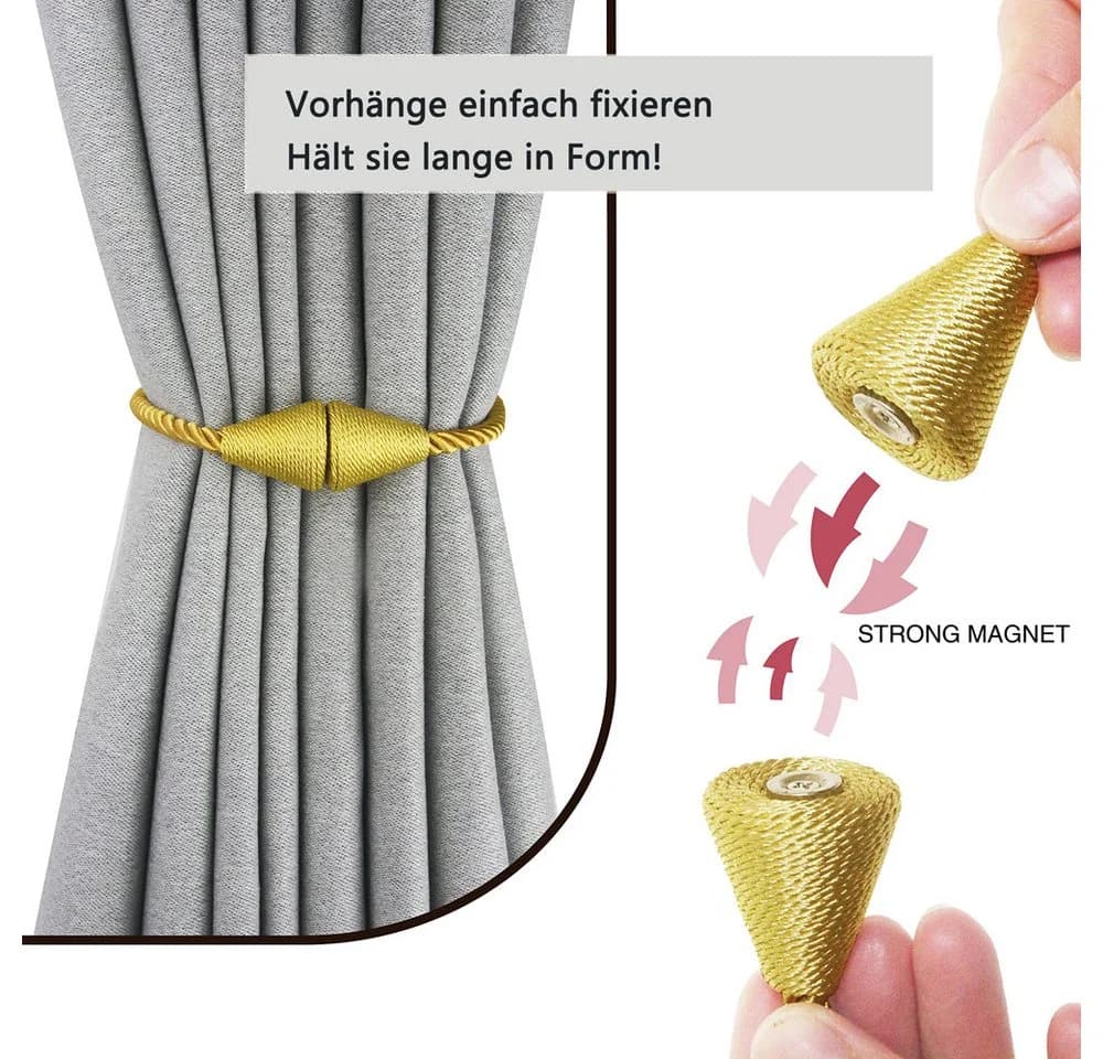 Agger Magnetische Vorhang Raffhalter 2 Stück Gold