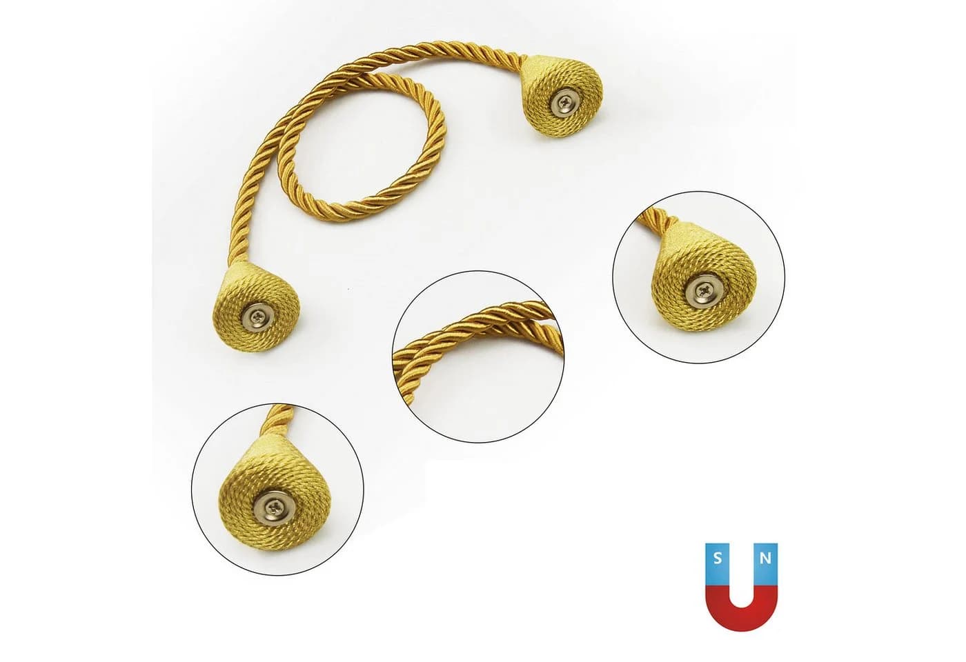 Agger Magnetische Vorhang Raffhalter 2 Stück Gold - Bild 3