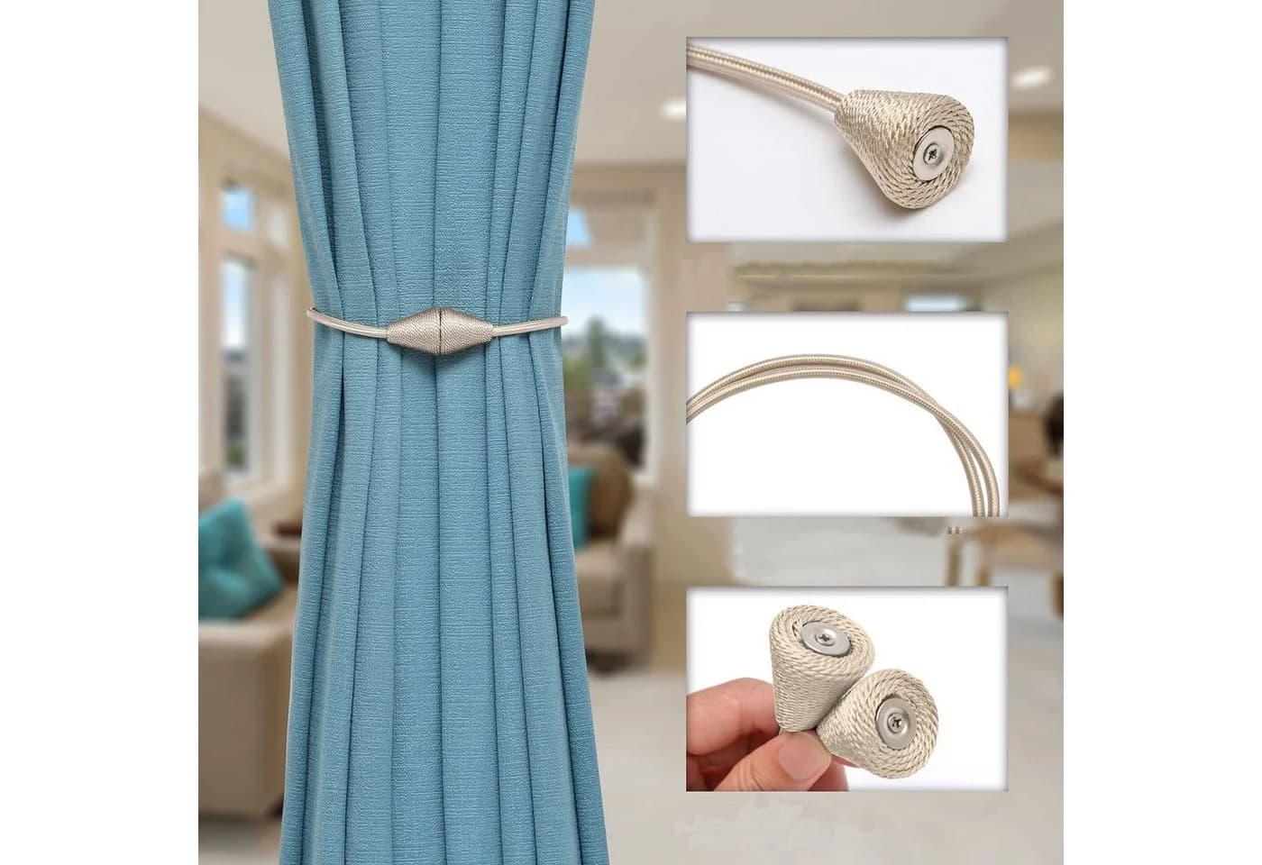 Agger Magnetische Vorhang Raffhalter 2 Stück Beige Modern - Bild 3