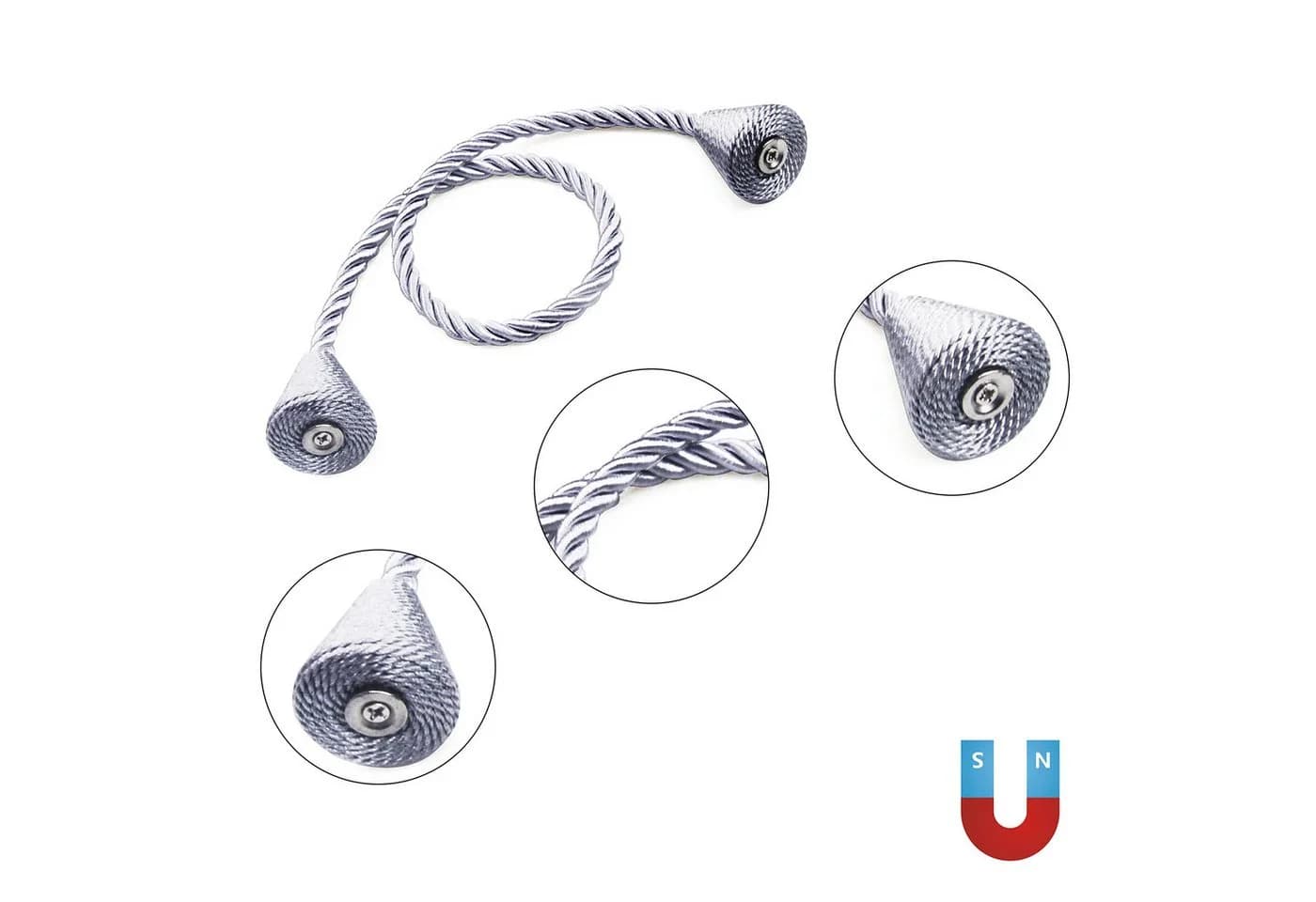 Agger Magnetische Vorhang Raffhalter 2 Stück Silber Modern - Bild 3