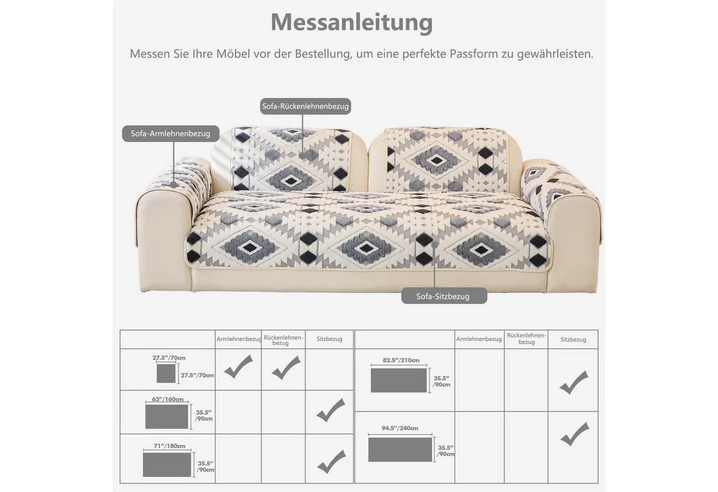 Agger Sofaschoner Weicher Plüsch Sofa Überzug Dunkelgrau - Bild 4