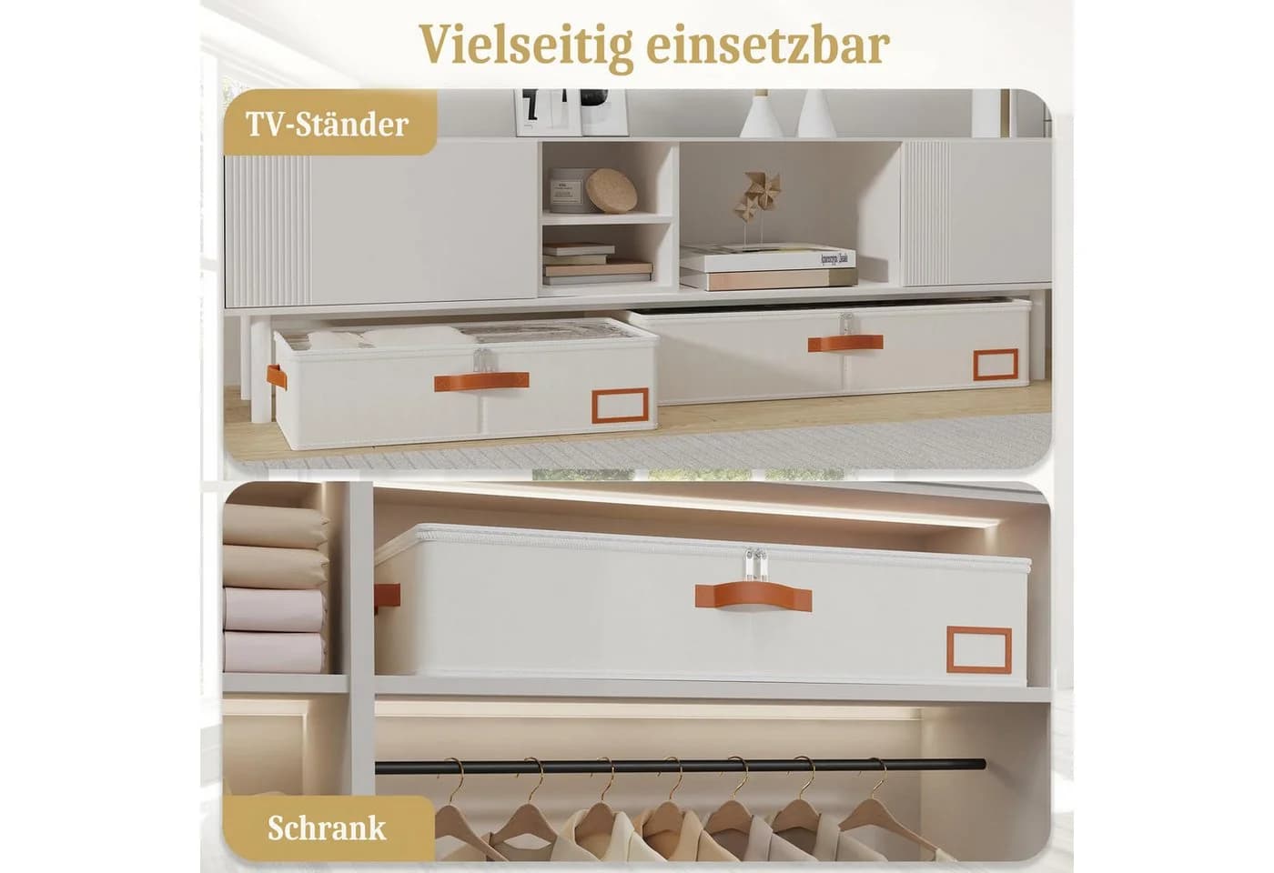 Agger Aufbewahrungsbox Faltbar Leinen Unterbett-Box mit Sichtfenster - Bild 4