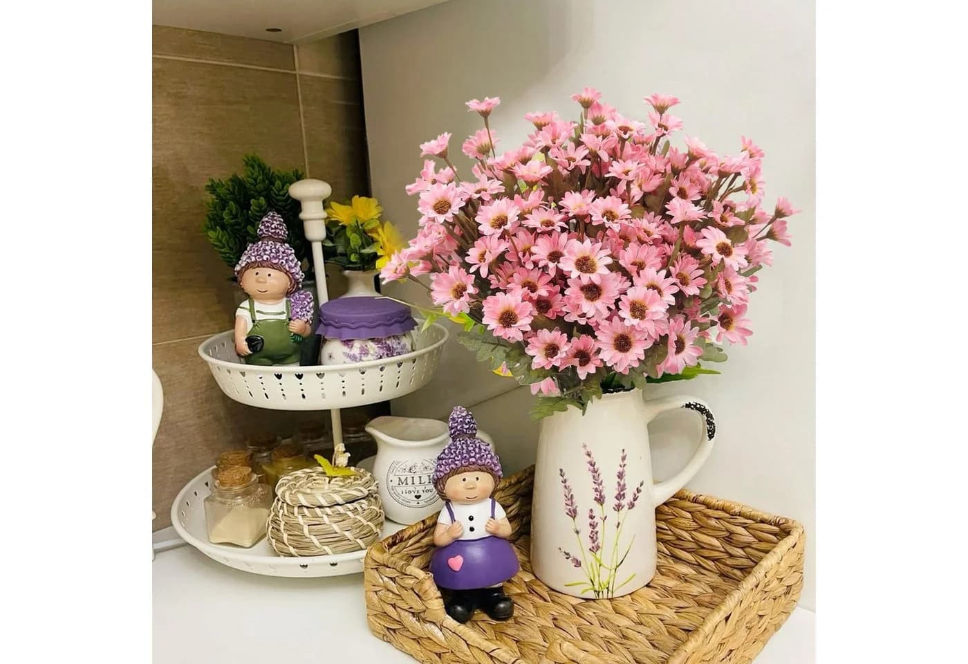 Agger Kunstblumenstrauß Set Chrysanthemen Gänseblümchen UV-beständig