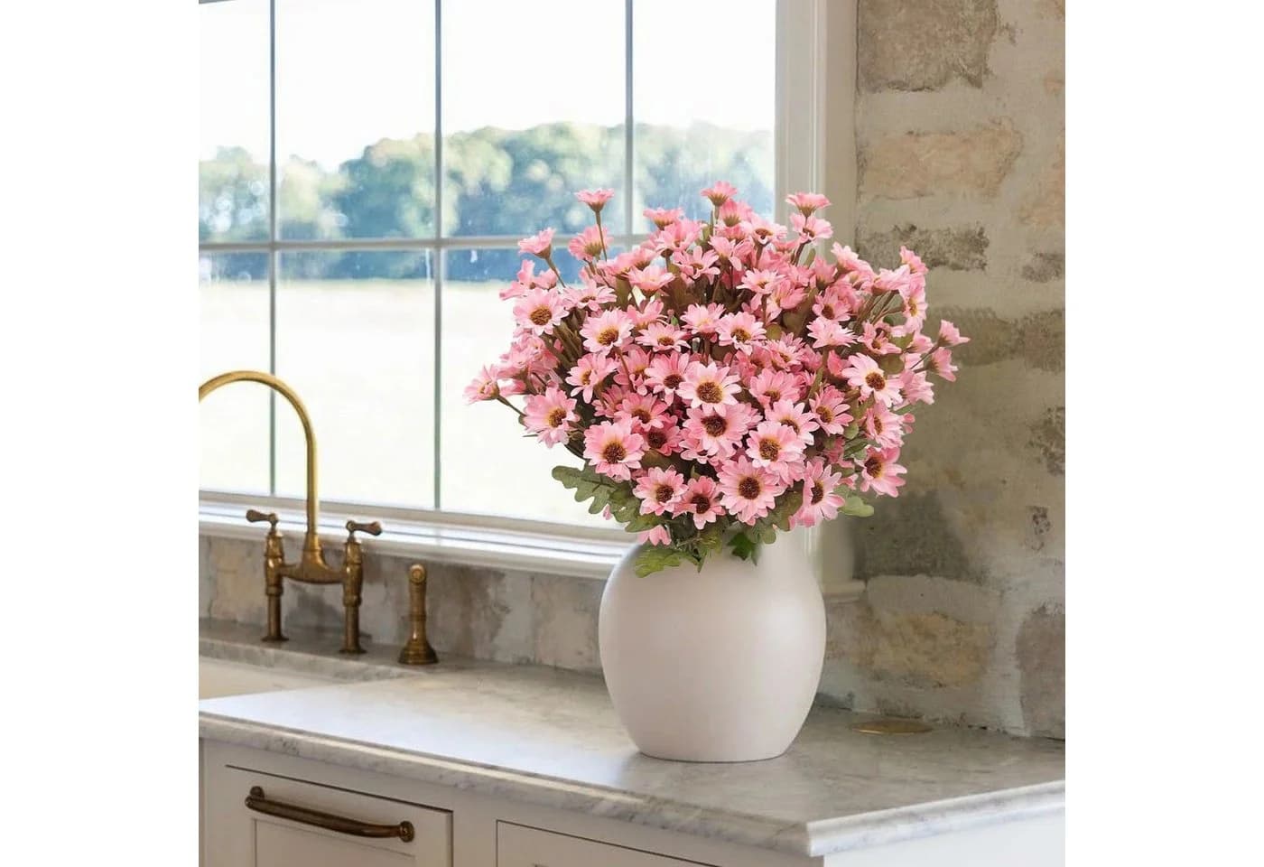 Agger Kunstblumenstrauß Set Chrysanthemen Gänseblümchen UV-beständig - Bild 5