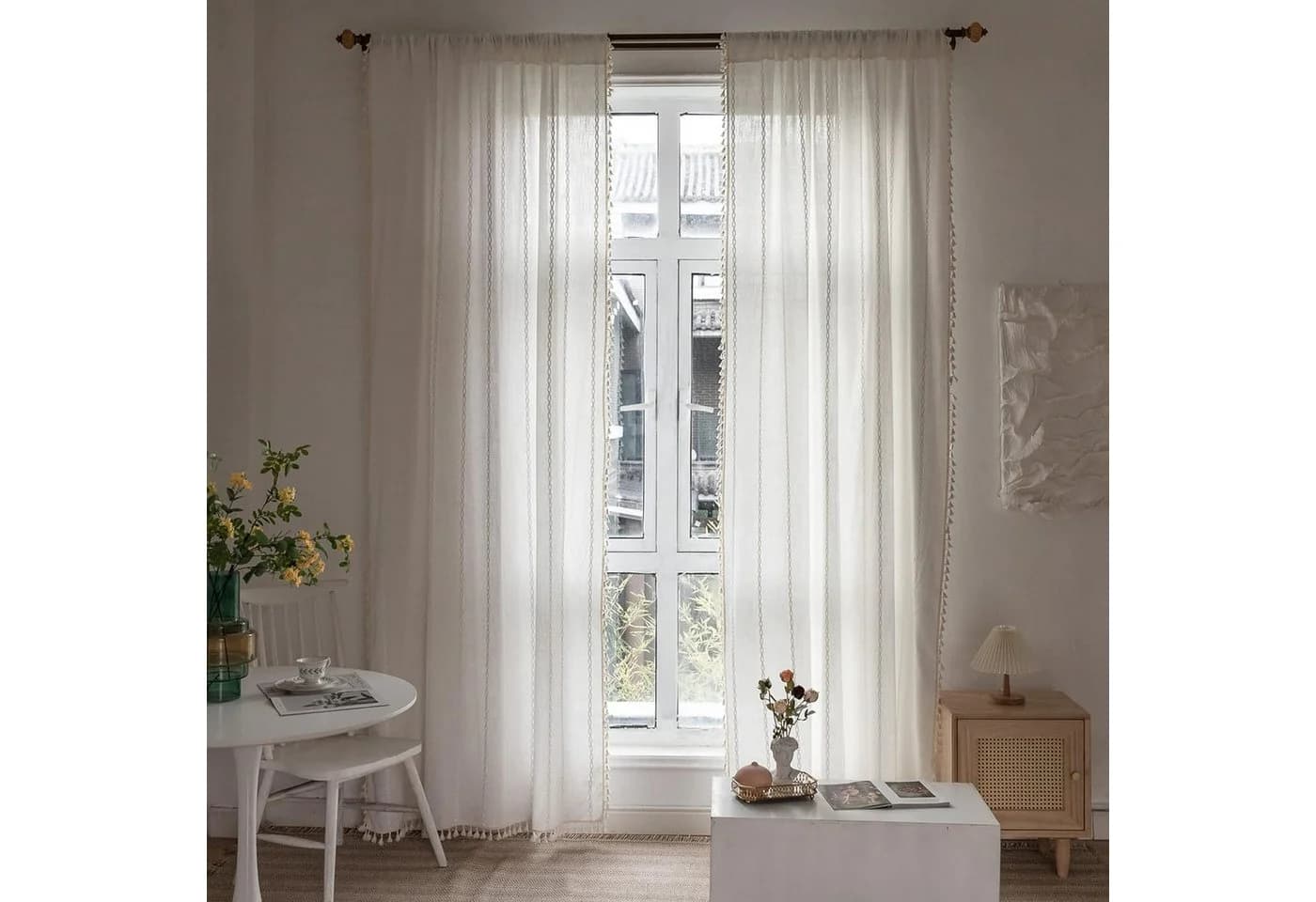 Agger Vorhang Boho-Stil Vintage-Fransen Streifenvorhang