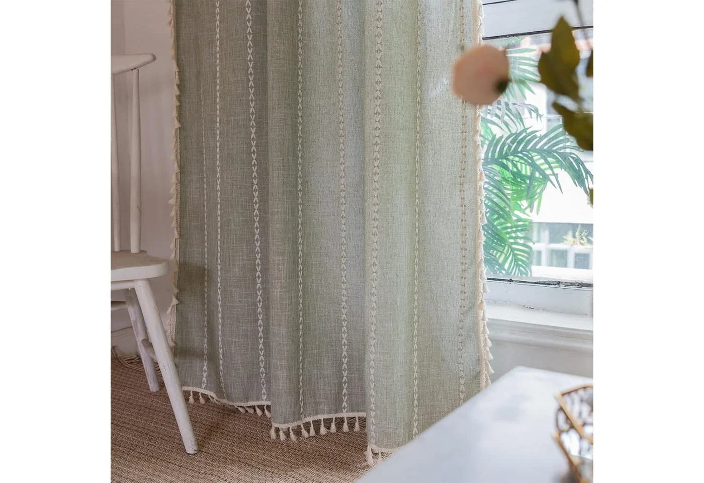 Agger Vorhang Boho-Stil mit Streifenmuster und Fransen - Bild 4