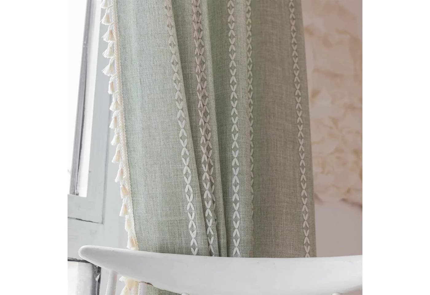 Agger Vorhang Boho-Stil mit Streifenmuster und Fransen - Bild 5