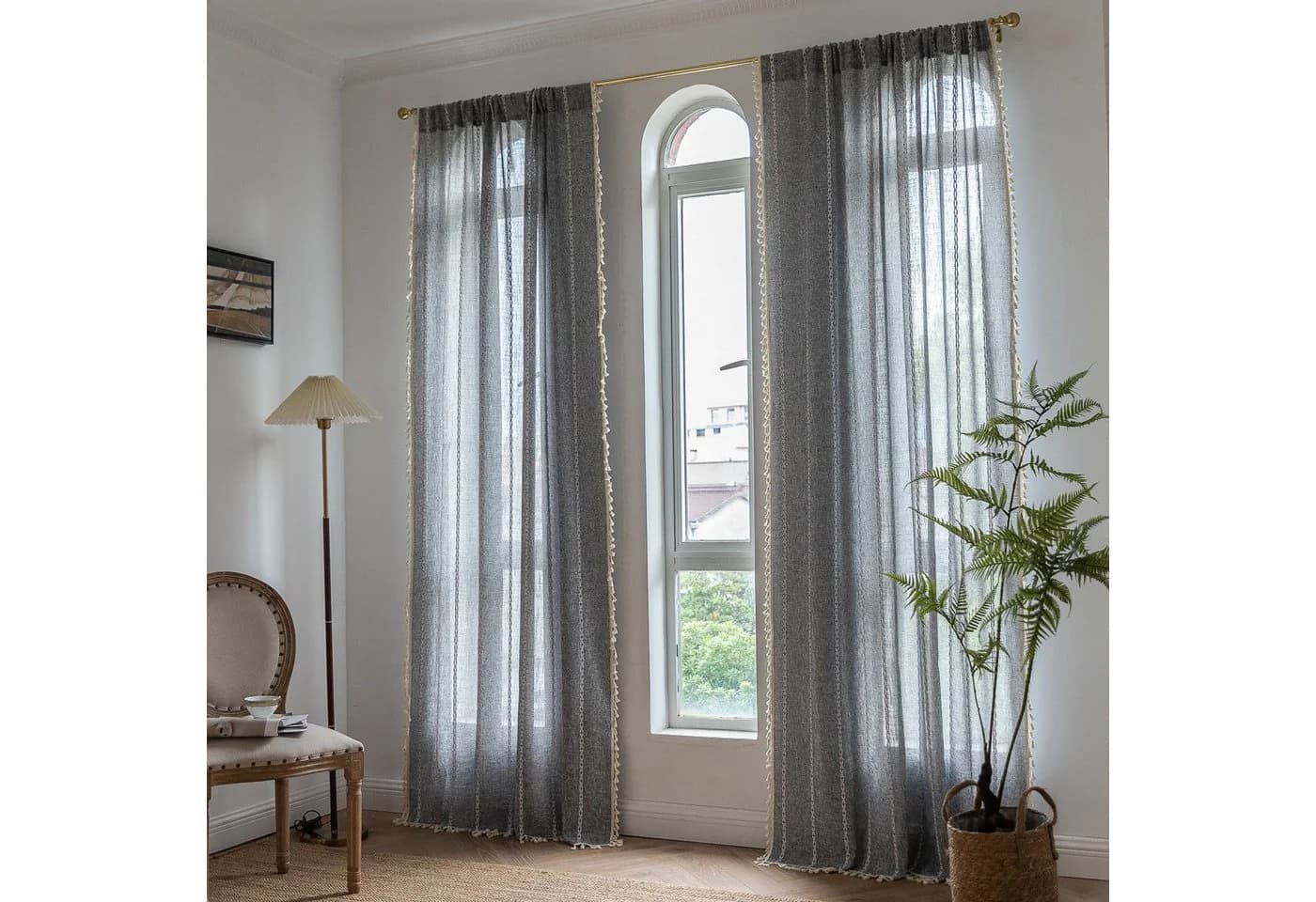 Agger Vorhang Boho-Stil mit Vintage-Fransen und Streifenmuster