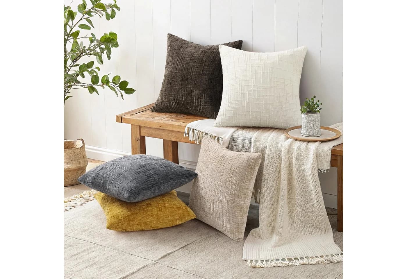 Zaewry Kissenbezug Chenille Beige Dekokissenbezug - Bild 5