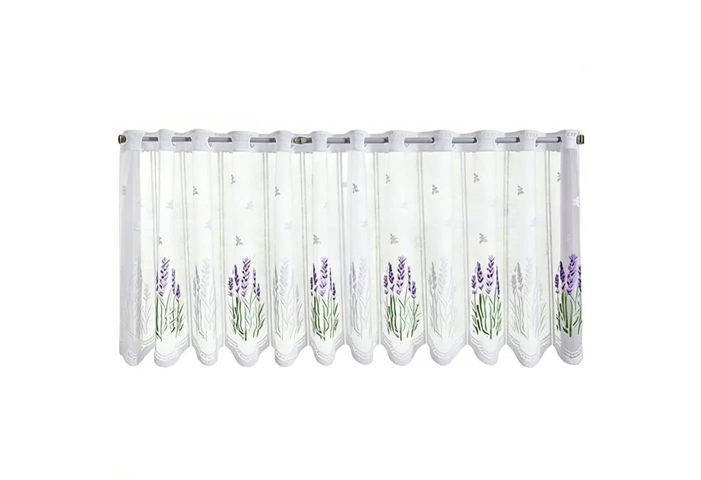 Agger Spitzen-Kurzvorhang Lavendelblumen Violett Stangendurchzug - Bild 2