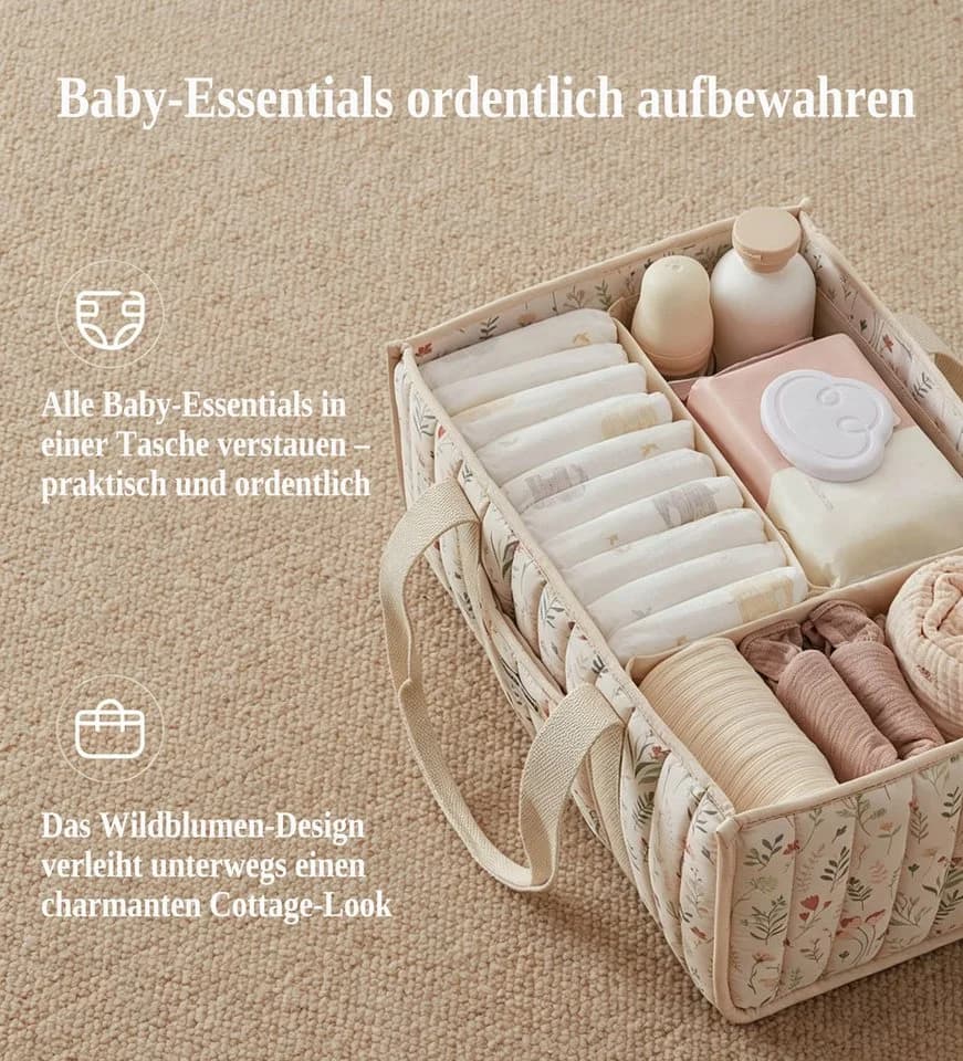 Zaewry Aufbewahrungskorb Windeltasche mit Blumenmuster