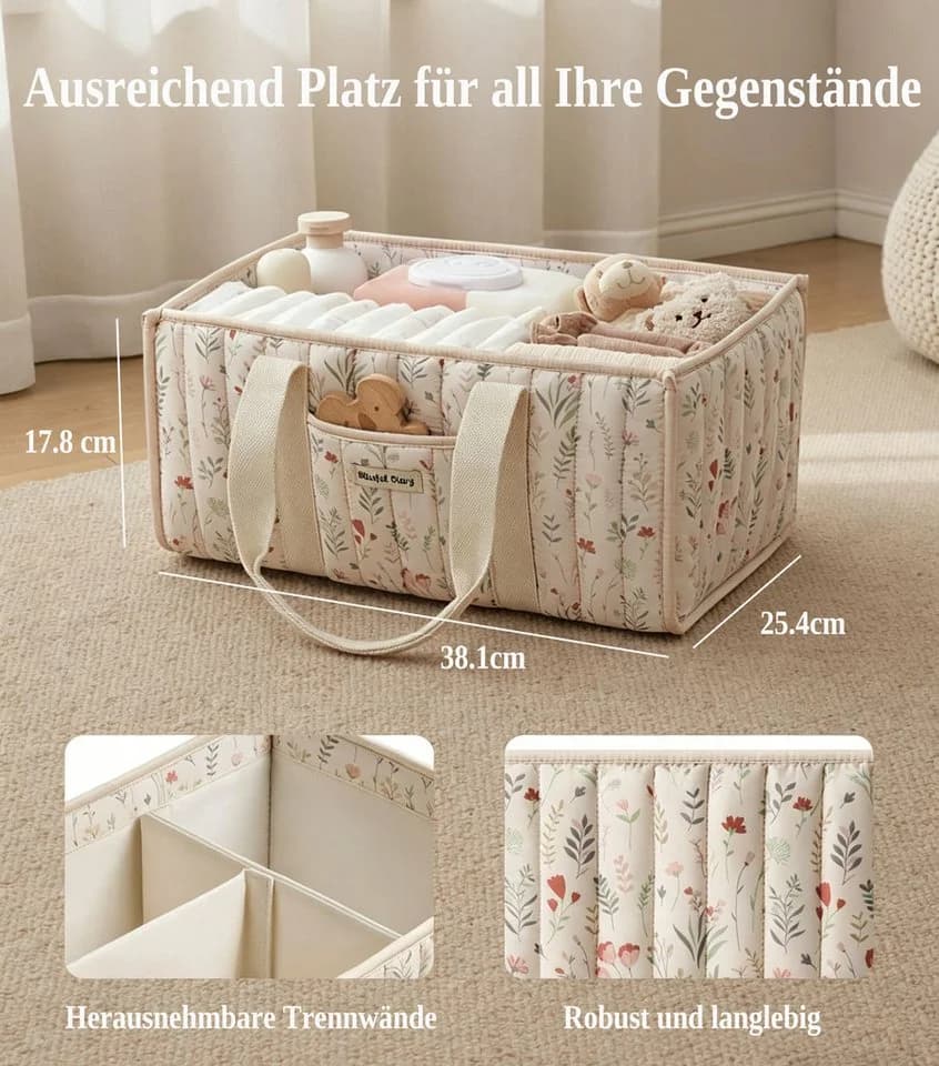 Zaewry Aufbewahrungskorb Windeltasche mit Blumenmuster - Bild 3