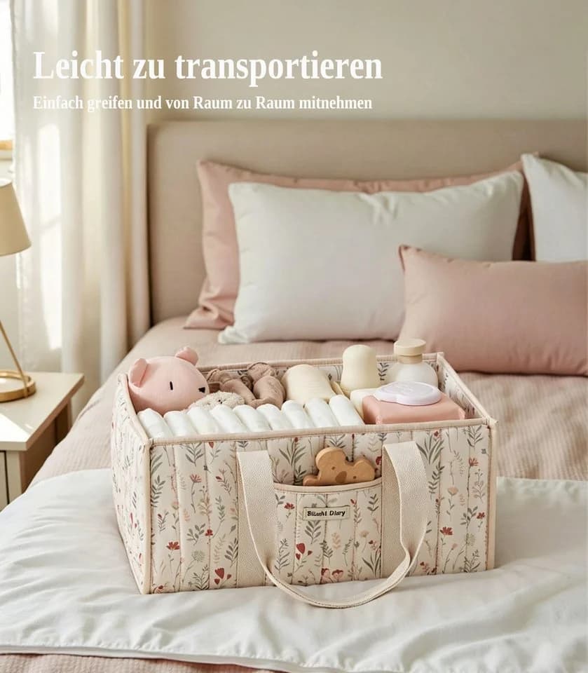 Zaewry Aufbewahrungskorb Windeltasche mit Blumenmuster - Bild 4