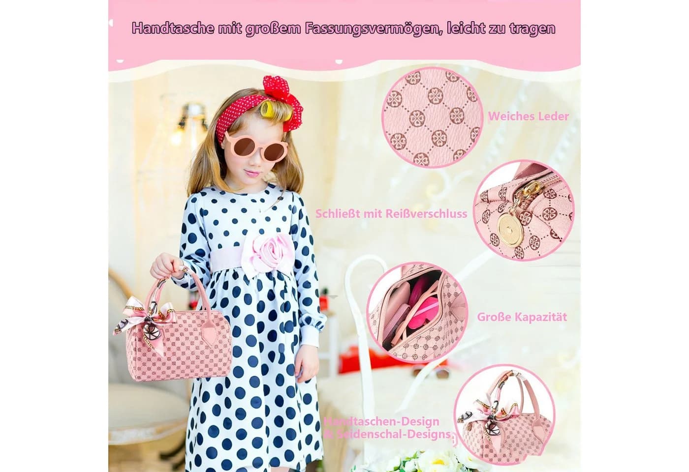 Zaewry Kreativset Make-up-Spielzeug 32-teilig Rosa Handtasche