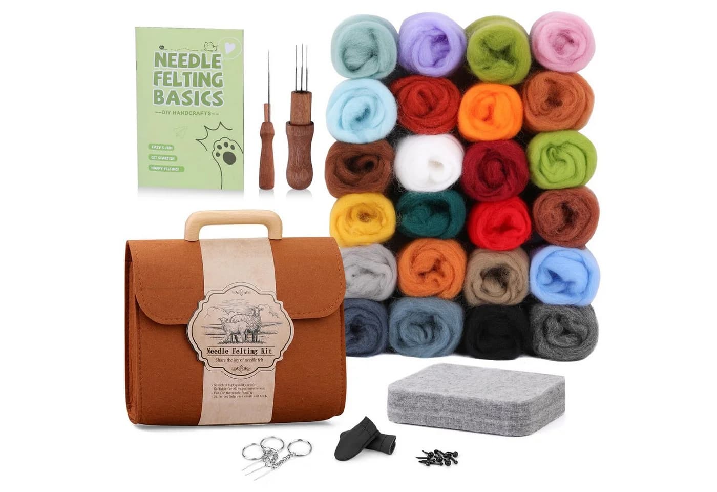 Zaewry Nadelfilzset 24 Farben mit Werkzeug & Tasche für DIY - Bild 2