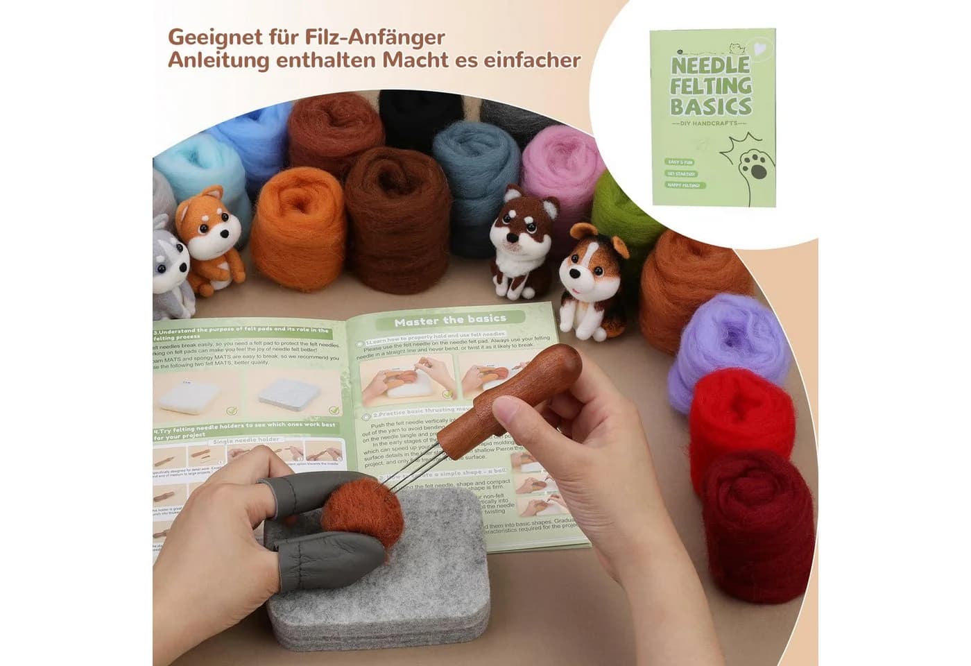 Zaewry Nadelfilzset 24 Farben mit Werkzeug & Tasche für DIY - Bild 5
