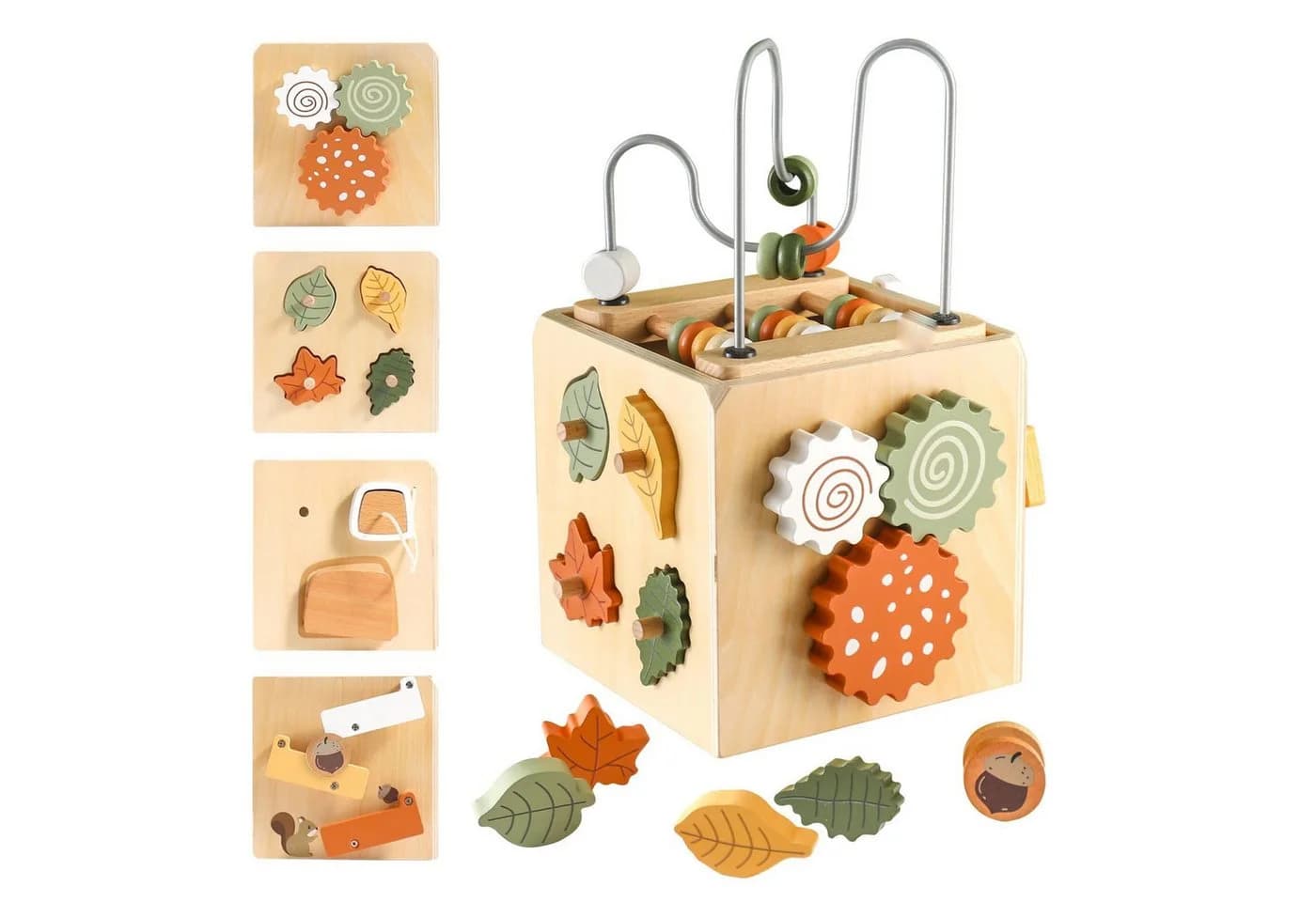 Zaewry Motorikwürfel Montessori 6-in-1 Buchenholz Aktivitätswürfel - Bild 2