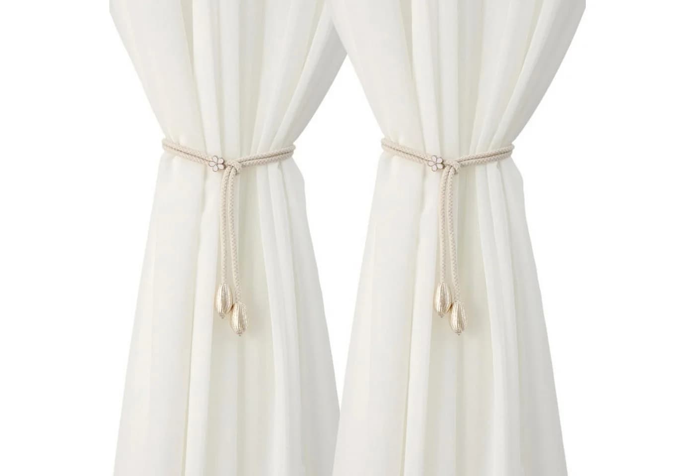 Agger Raffhalter 2er-Set Beige Blumenmuster Quasten