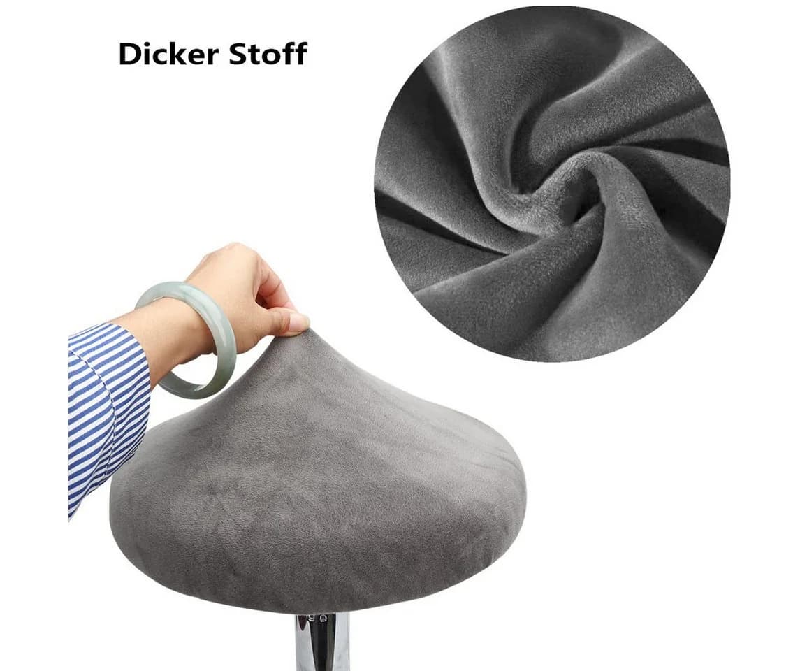 Agger Stuhlhusse Hockerbezug Grau Samt Stretch - Bild 4