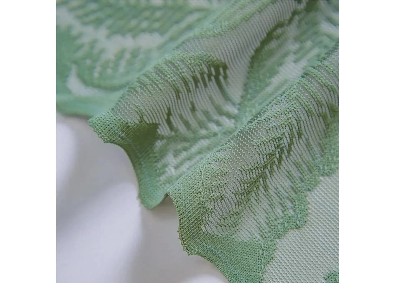Agger Gardine Grün mit Blattausschnitt, Transparent Voile, Ösenaufhängung - Bild 5