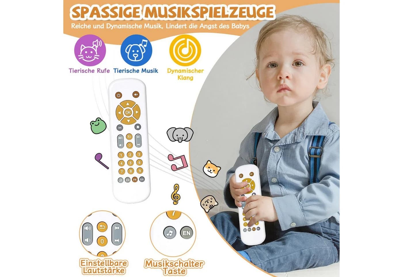 CLTYQ Lernspielzeug Baby TV Fernbedienung Weiß Mehrsprachig - Bild 3