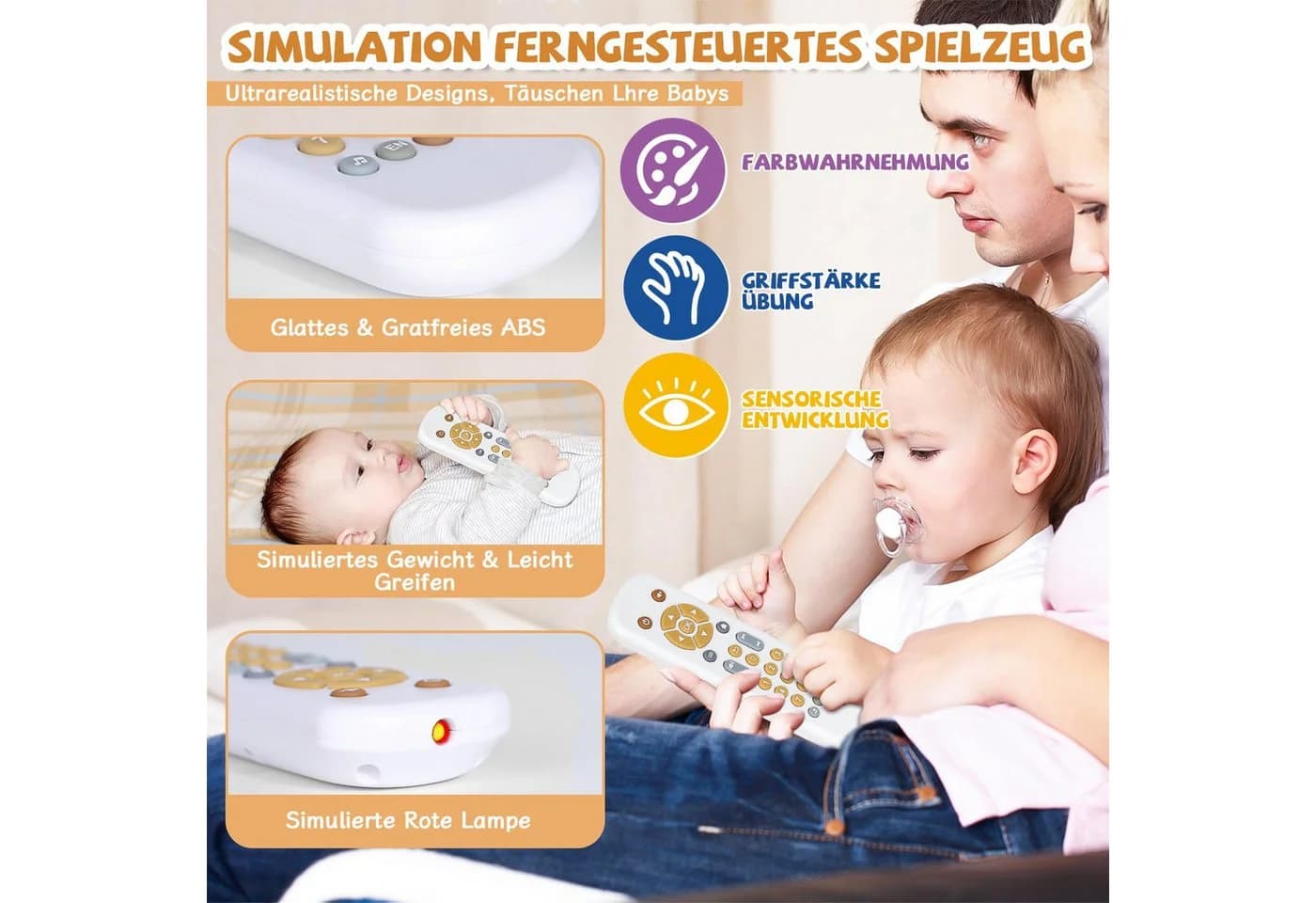 CLTYQ Lernspielzeug Baby TV Fernbedienung Weiß Mehrsprachig - Bild 4