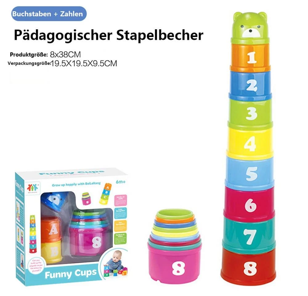 Sorvyzxn Stapelspielzeug Stapelbecher 9-tlg. Bunt