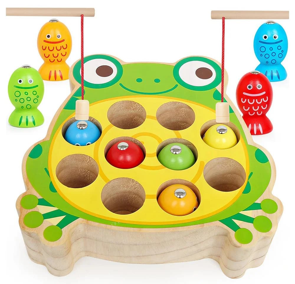 Zaewry Magnetisches Angelspiel Holz Montessori Lernspielzeug Grün Bunt - Bild 2