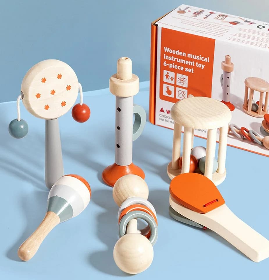 Zaewry 6-tlg. Musikinstrumenten-Set aus massivem Buchenholz - Bild 5