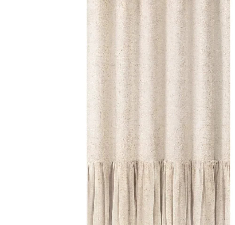 Agger Duschvorhang Leinen Beige Landhausstil mit Volant-Saum - Bild 2