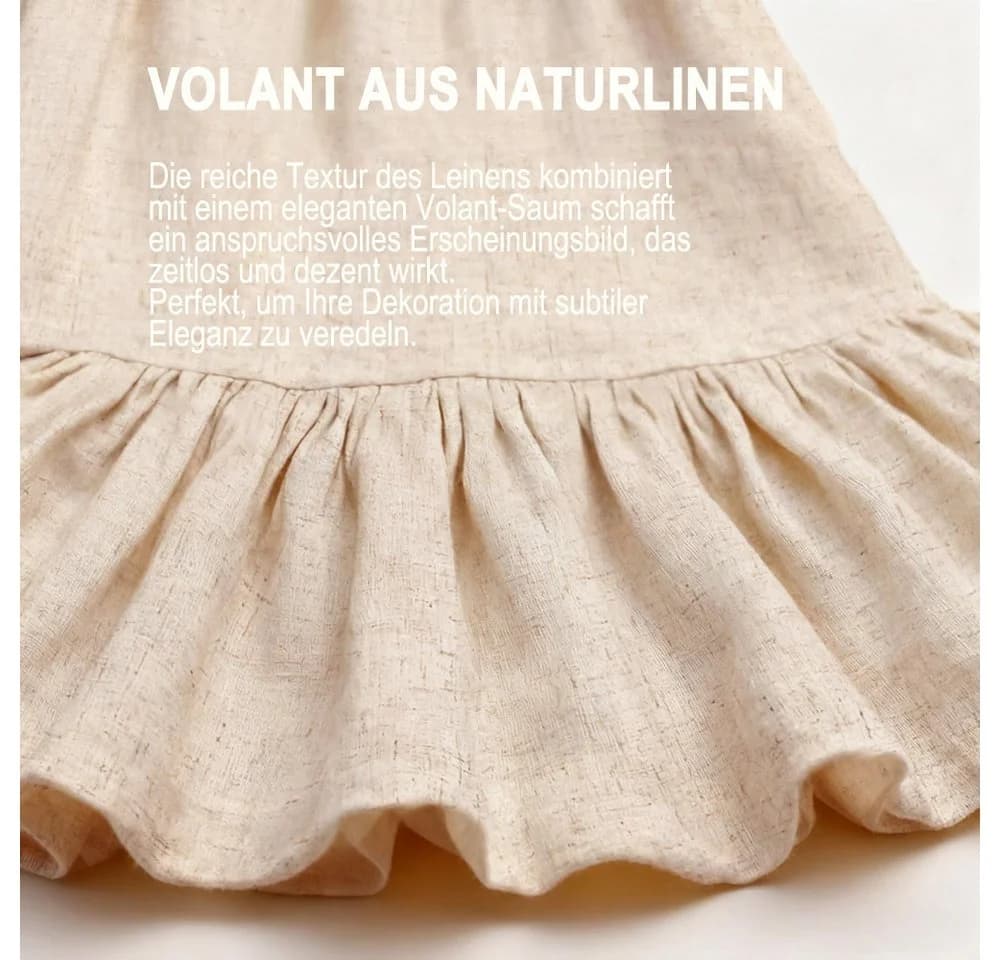Agger Duschvorhang Leinen Beige Landhausstil mit Volant-Saum - Bild 3