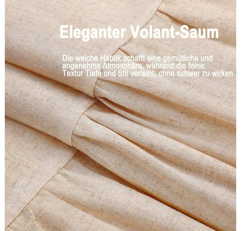 Agger Duschvorhang Leinen Beige Landhausstil mit Volant-Saum - Bild 5