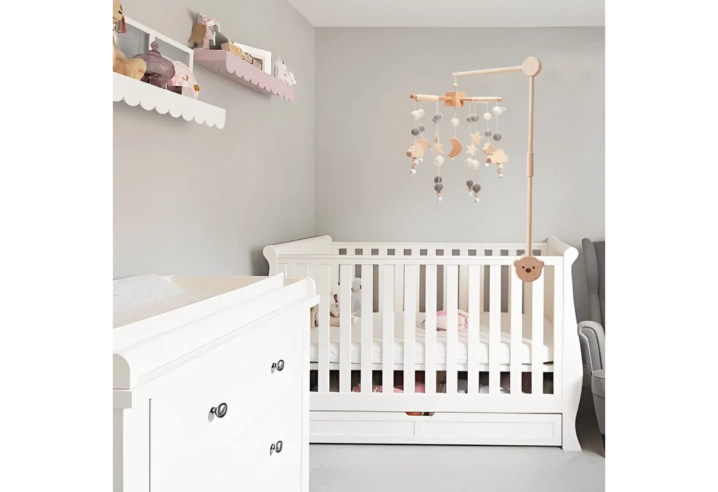 Zaewry Mobile mit Sternen & Mond Holz für Kinderbett - Bild 5