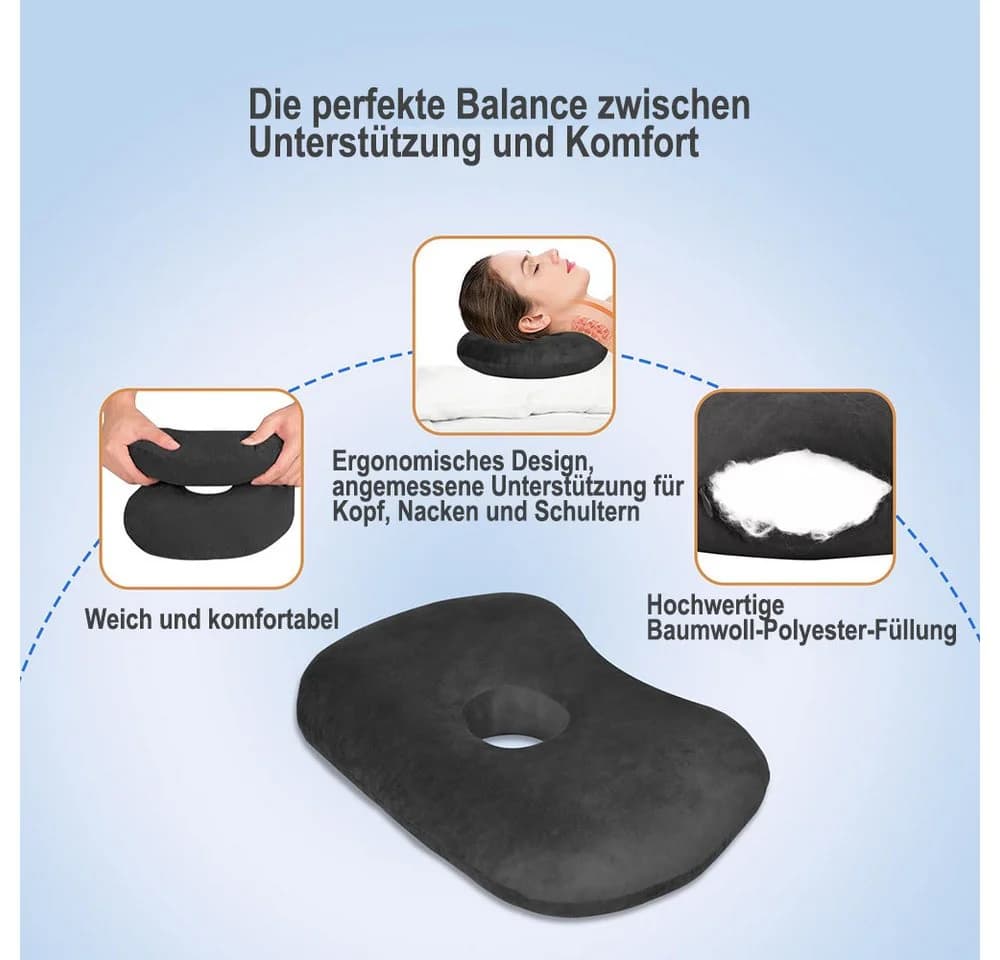 Agger Nackenstützkissen mit Ohrloch für Seitenschläfer Schwarz - Bild 4