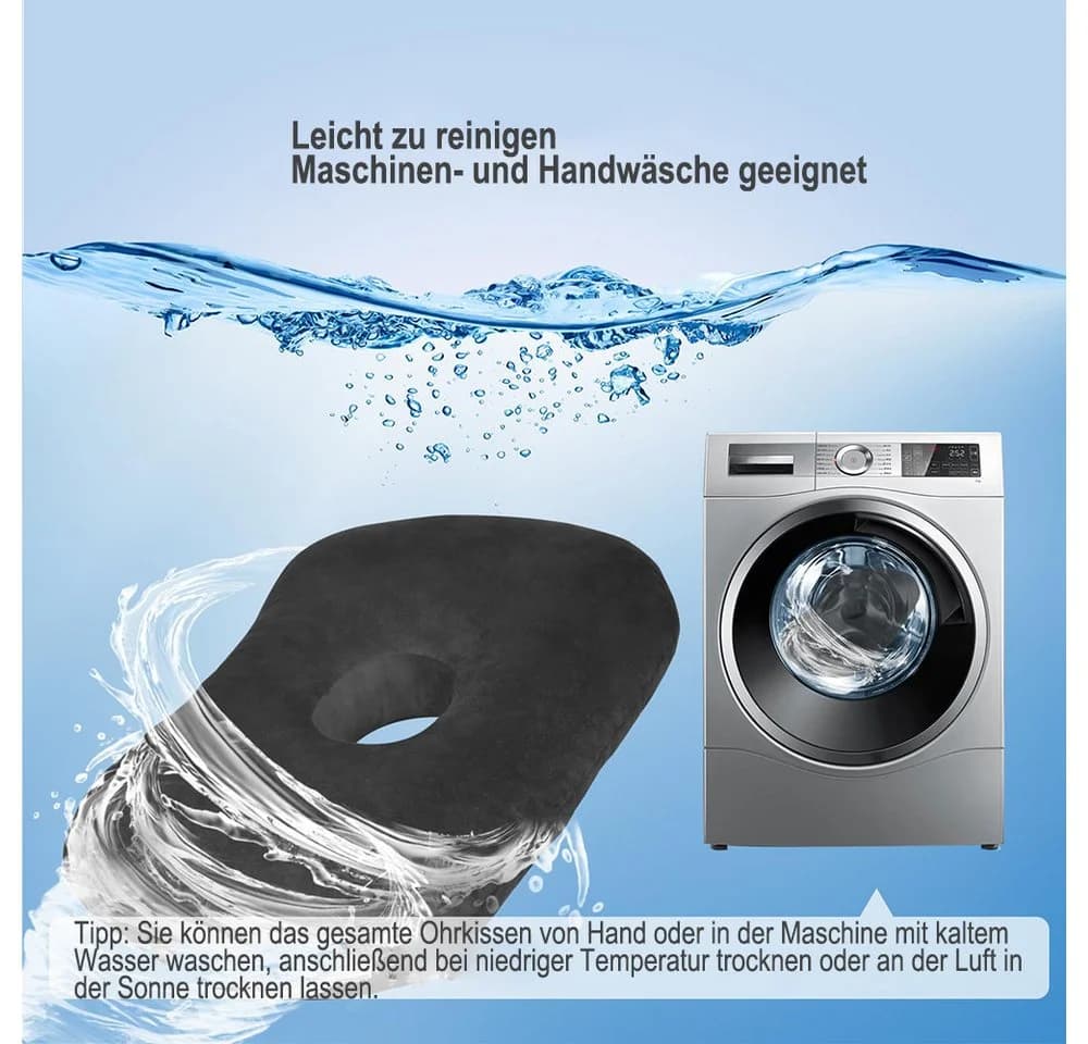 Agger Nackenstützkissen mit Ohrloch für Seitenschläfer Schwarz - Bild 5