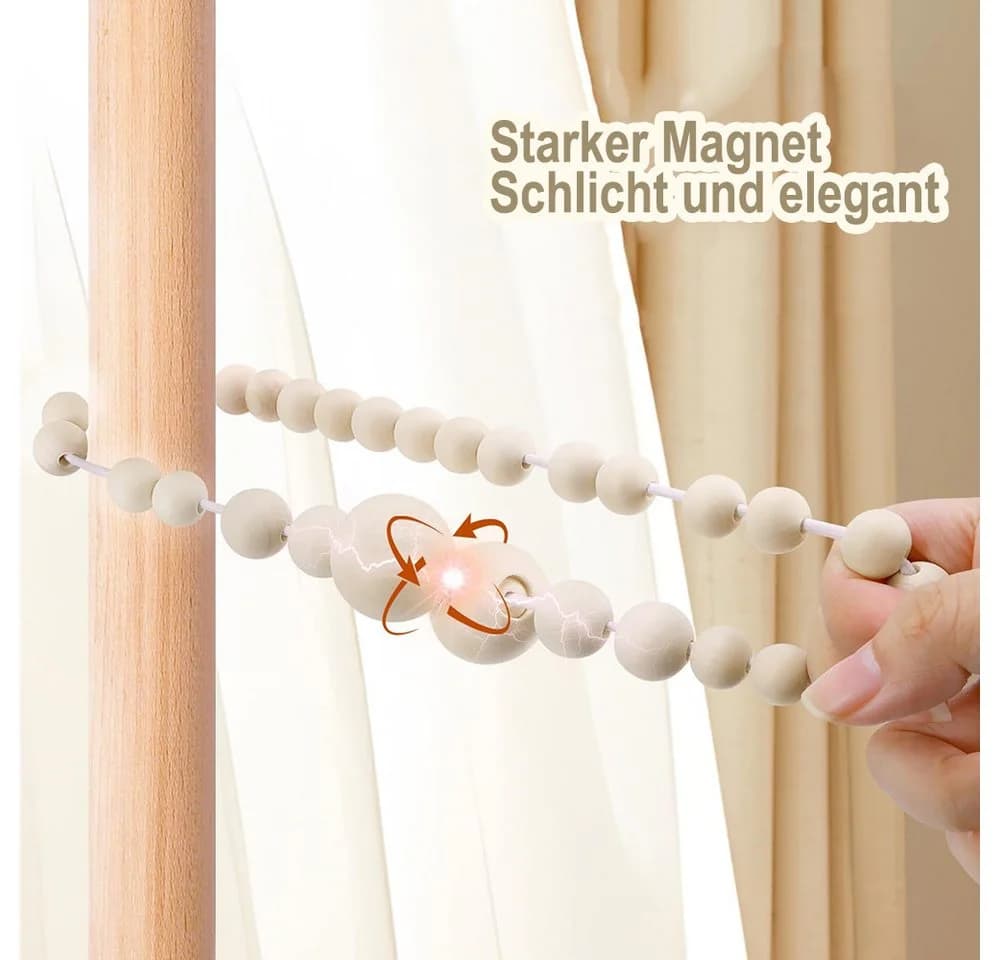 Agger Magnetische Vorhanghalter 2-tlg. Raffhalter mit Holzperlen - Bild 4