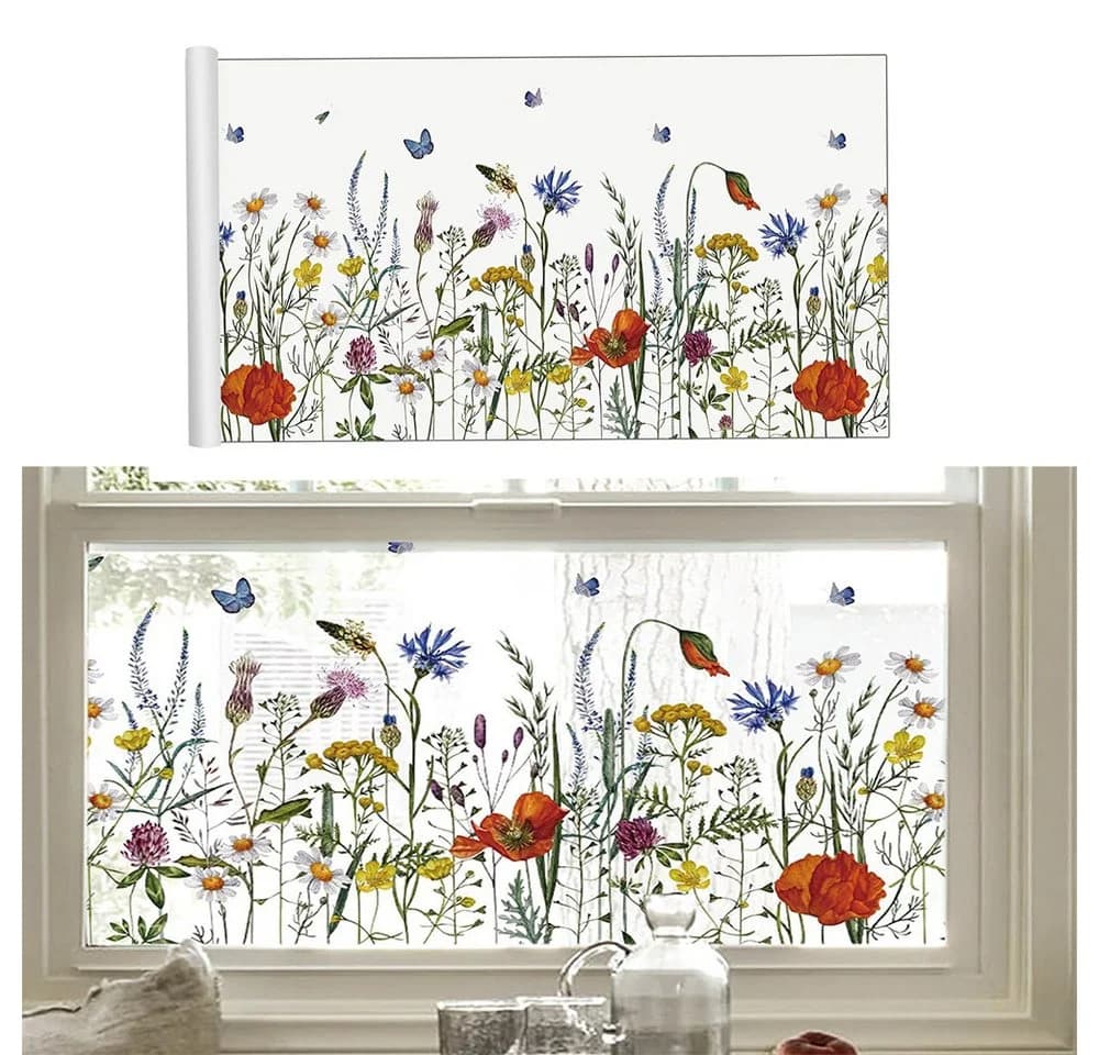Agger Fensterfolie Selbsthaftend Bunte Blumen Sichtschutzfolie - Bild 2