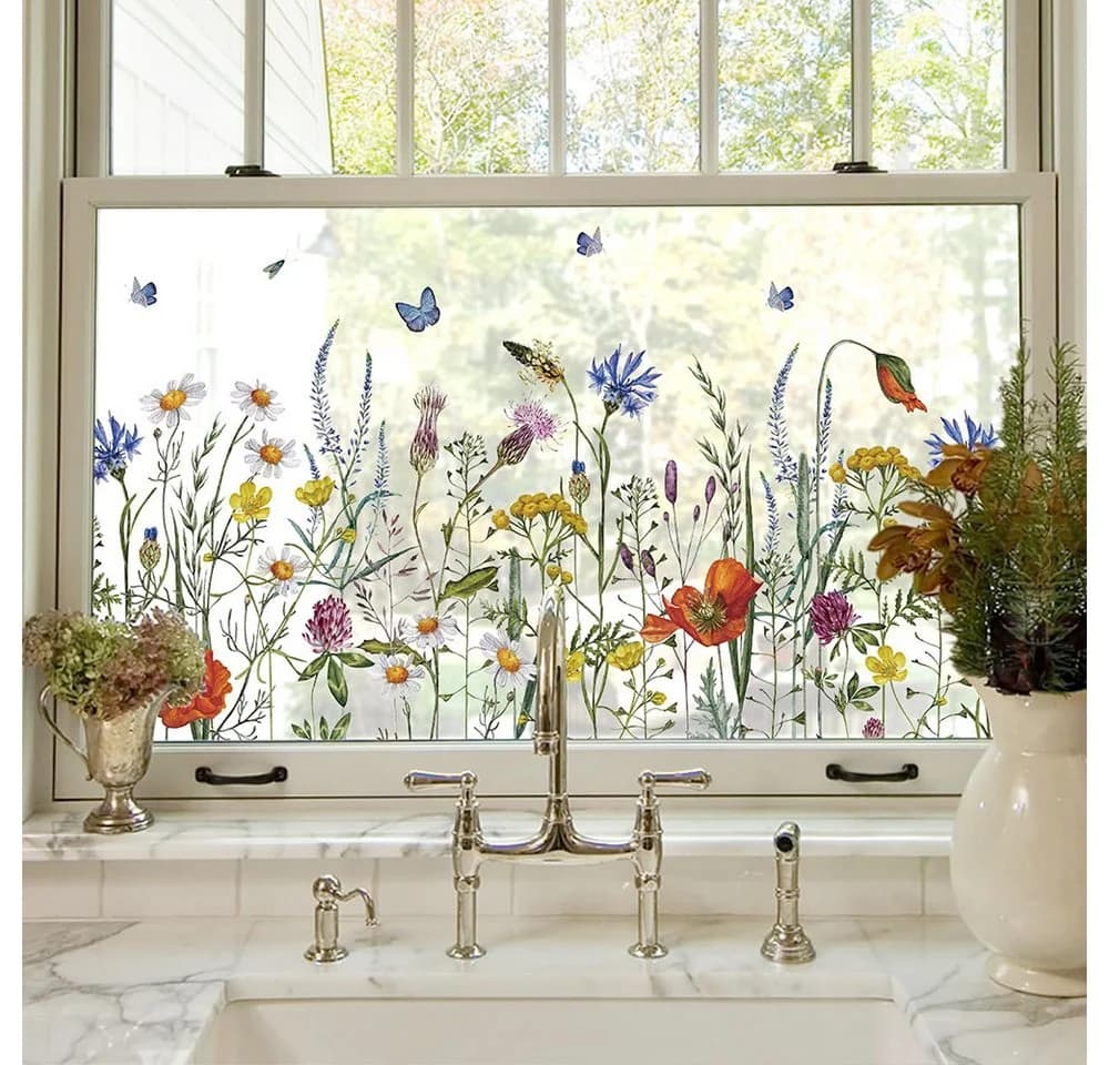 Agger Fensterfolie Selbsthaftend Bunte Blumen Sichtschutzfolie - Bild 3