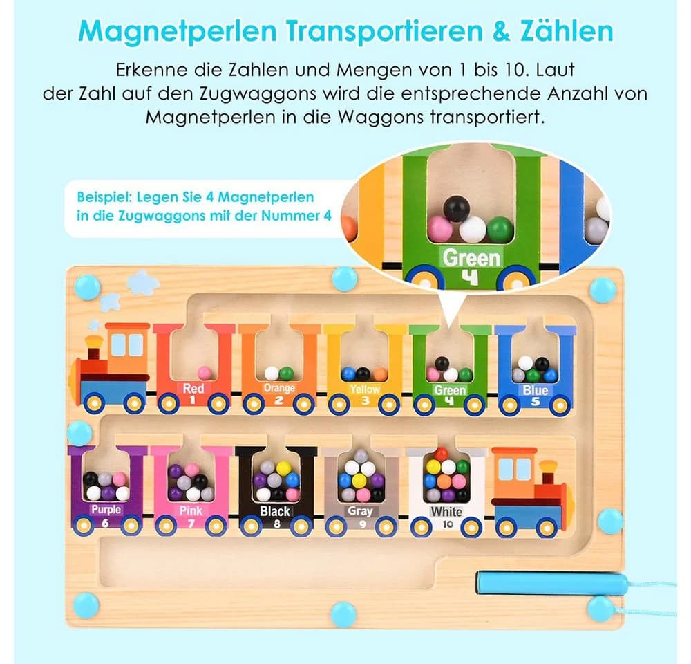 Flintry Magnetisches Labyrinthspiel Holz Lernspielzeug ab 3 Jahren Bunt - Bild 3