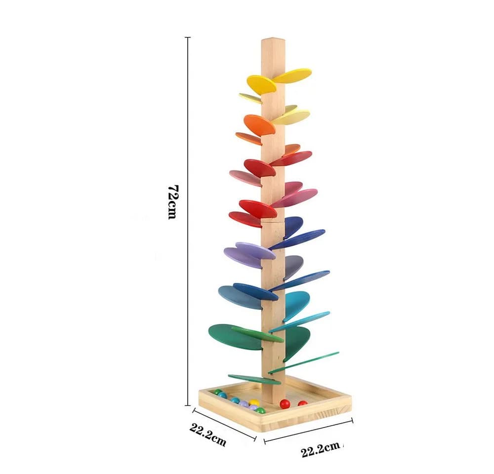 Flintry Montessori-Musikbaum aus Holz mit Murmeln und 30 bunten Blättern