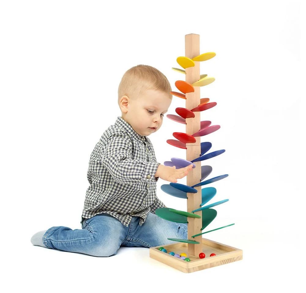 Flintry Montessori-Musikbaum aus Holz mit Murmeln und 30 bunten Blättern - Bild 2