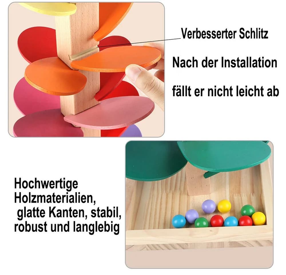 Flintry Montessori-Musikbaum aus Holz mit Murmeln und 30 bunten Blättern - Bild 4