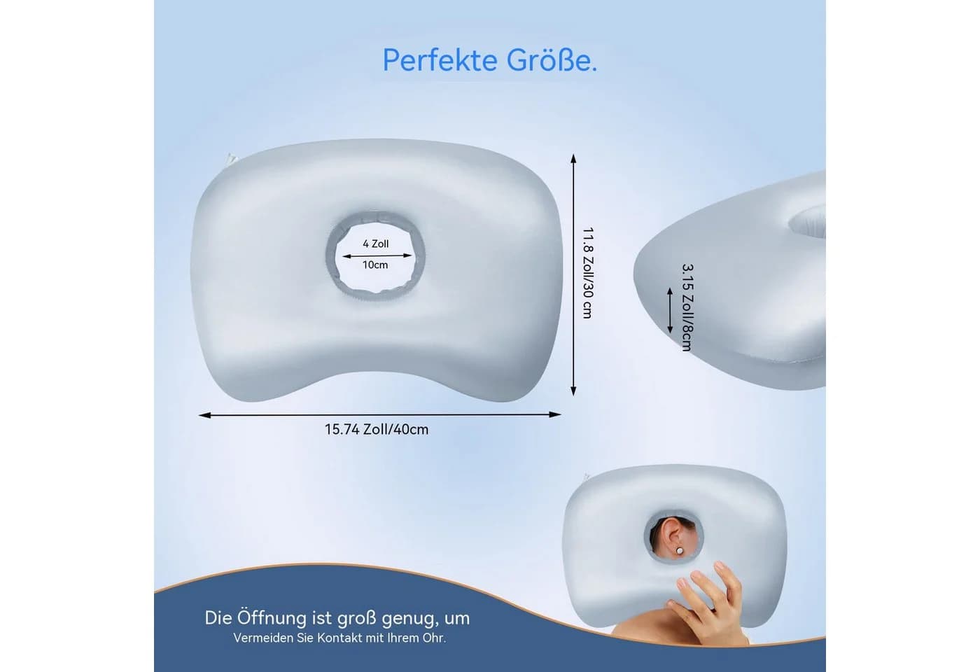 Agger Nackenstützkissen Ohrpiercing-Kissen Baumwolle Beige