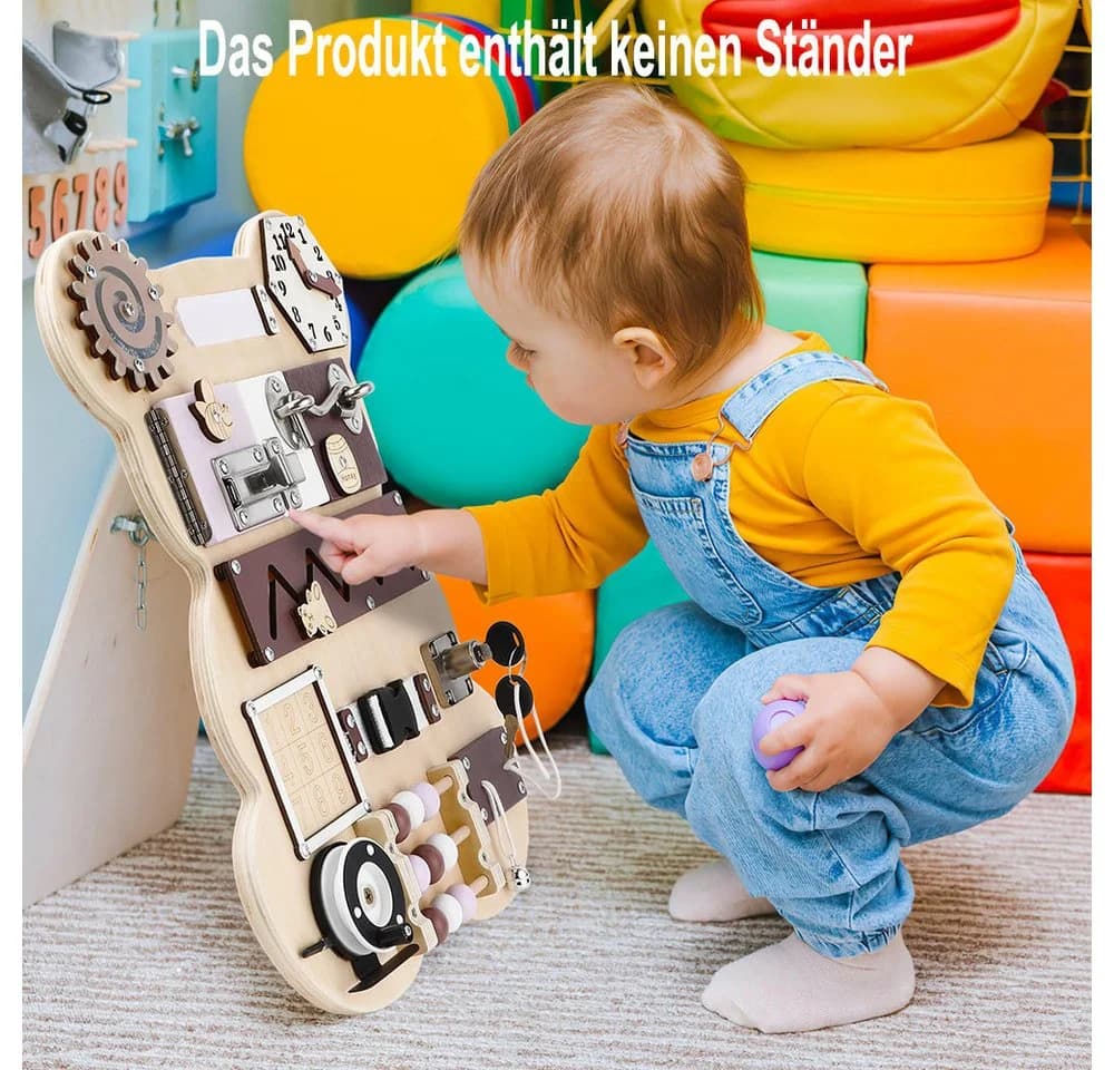 Flintry Motorikbrett Montessori Aktivitätsbrett Holz für Kleinkinder ab 3 Jahren - Bild 3
