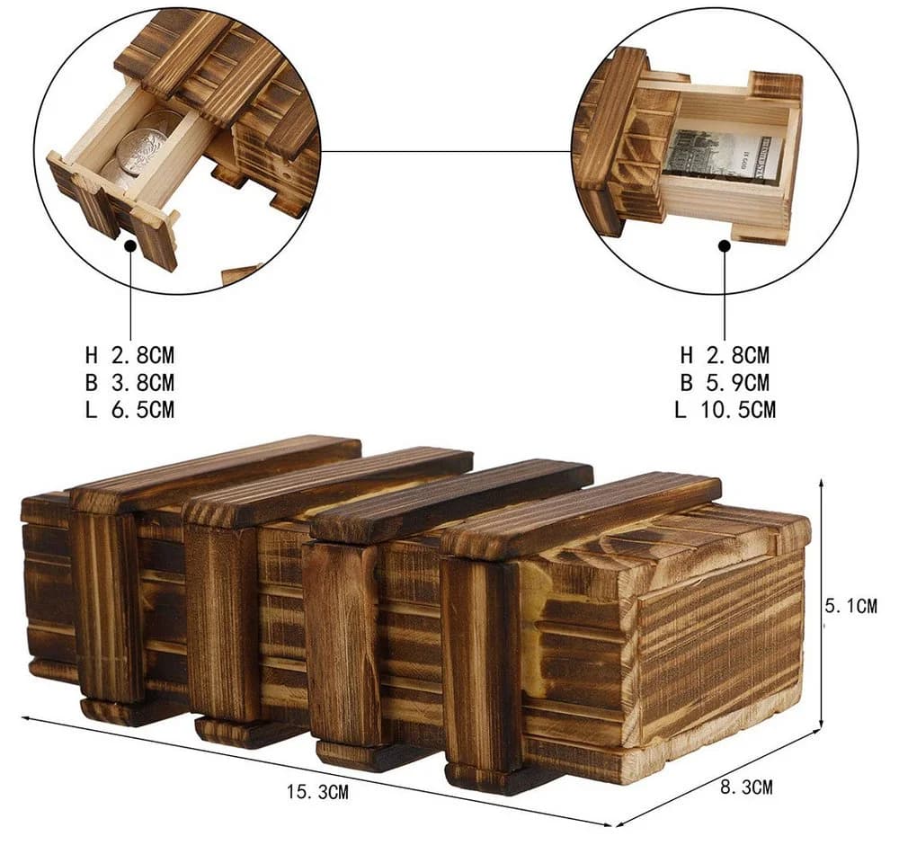 Flintry Geschenkbox Holz Magische Rätselbox mit 2 Fächern - Bild 3