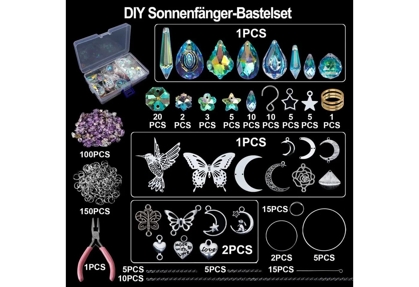 Agger Windspiel 400-teiliges DIY Sonnenfänger Set Bunt Transparent - Bild 3